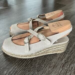 Castañer Canvas Espadrille Wedge Sandals EU 37 US 6.5 Neutral Slingback